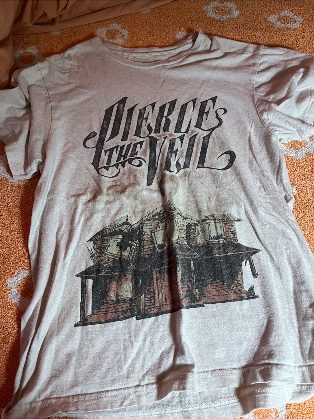 Pierce The Veil Graphic Band Tee - Light Pink with Black Print